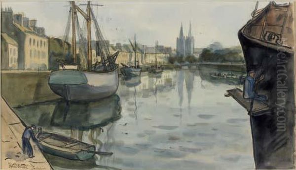 Quimper Oil Painting by Louis Robert Antral