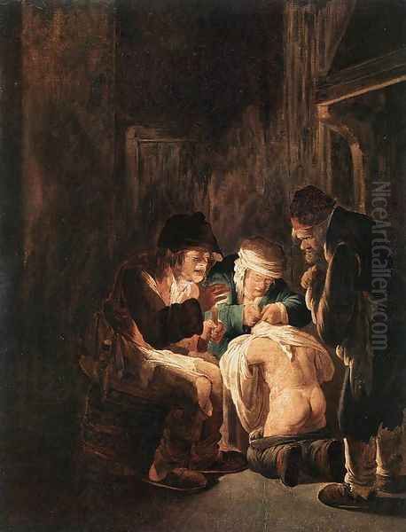 Hunting by Candlelight 1630 Oil Painting by Andries Both