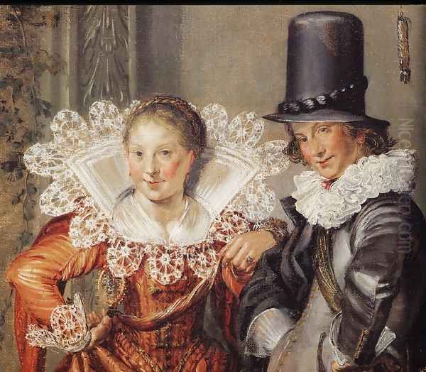 Elegant Courting Couples [detail #1] Oil Painting by Willem Buytewech