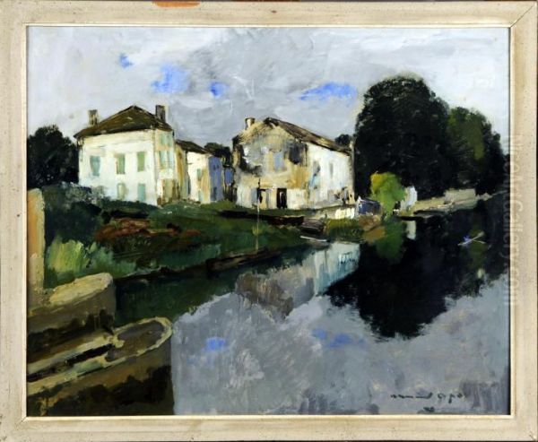 Maison Au Bord De L'eau. Oil Painting by Armand Apol