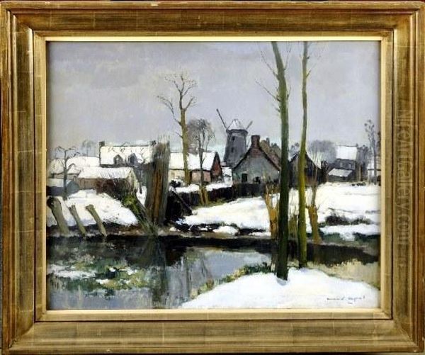 Riviere Traversant Le Village Oil Painting by Armand Apol