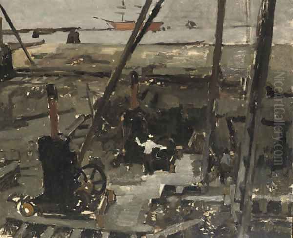 Heiwerk construction work in Amsterdam Oil Painting by George Hendrik Breitner