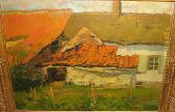 Oude Hoeve Met Rode Dakpannen. Oil Painting by Armand Apol