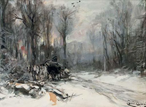 A Malle Jan In The Snow Oil Painting by Louis Apol