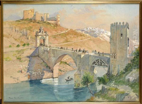 Tolede, Le Pont D'alcantara Oil Painting by Emile Appay