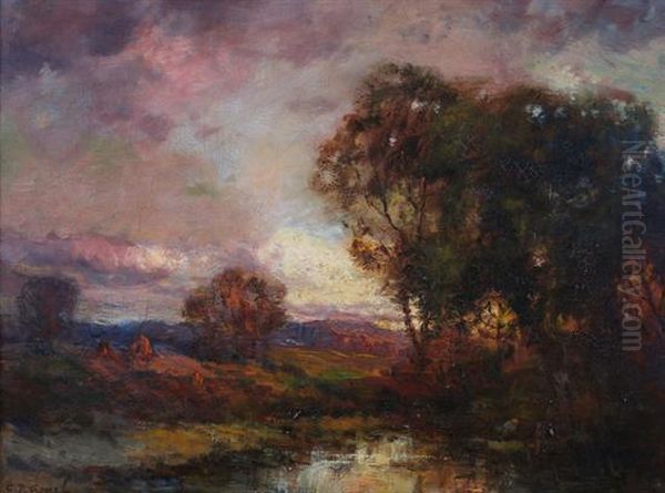 The Lake At End Of Day Oil Painting by Charles P. Appel