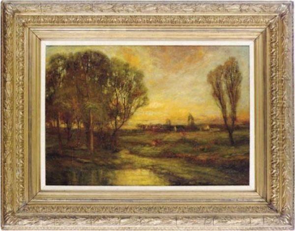 Sunset Landscape Oil Painting by Charles P. Appel