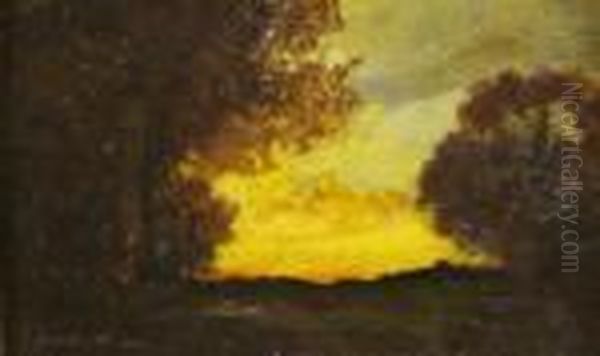 Forrest Sunset Oil Painting by Charles P. Appel