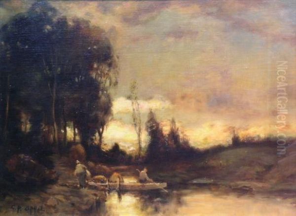 On Pompton Lake At Dusk Oil Painting by Charles P. Appel