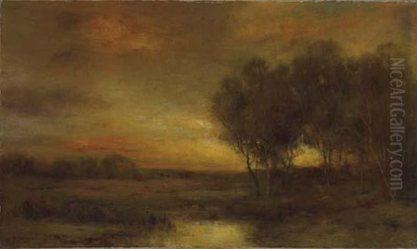 Sunset Landscape Oil Painting by Charles P. Appel