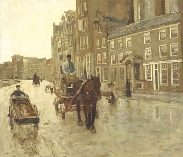 Rokin with the Nieuwezijdskapel, Amsterdam Oil Painting by George Hendrik Breitner