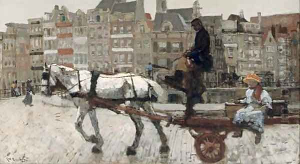 Vrachtwagen, Rokin a horsedrawn cart on the Rokin, Amsterdam Oil Painting by George Hendrik Breitner