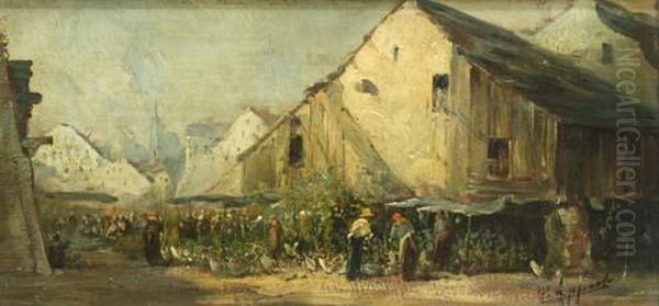 Markttreiben In Einer Stadt Oil Painting by Georges Appert