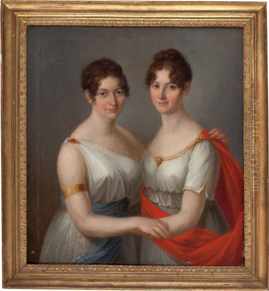 Bildnis Der Contessa Amelie La Marre Und Tochter Elisabeth Oil Painting by Andrea, the Elder Appiani