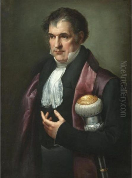 Portrait Of A Dignitary, Half Length, Holding A Mace Of Office Oil Painting by Andrea, the Elder Appiani