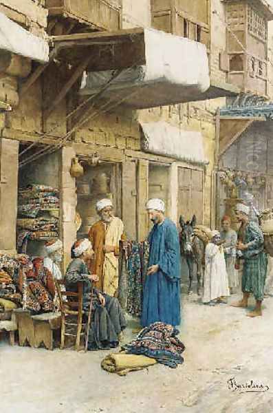 The carpet seller Oil Painting by Filipo or Frederico Bartolini