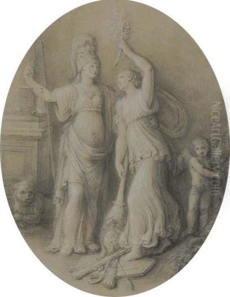 An Allegory Of Peace Setting Fire To A Military Trophy Oil Painting by Andrea, the Elder Appiani