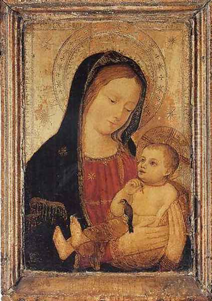 The Madonna and Child, with a goldfinch Oil Painting by Ludovico Brea