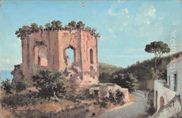 Ruderi Romani A Baia Oil Painting by Giuseppe Aprea