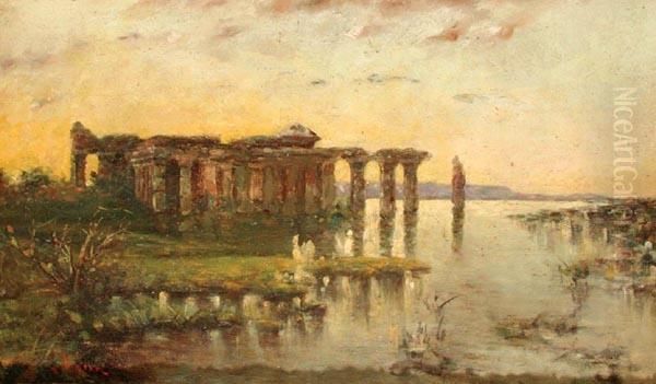 Paestum Oil Painting by Giuseppe Aprea