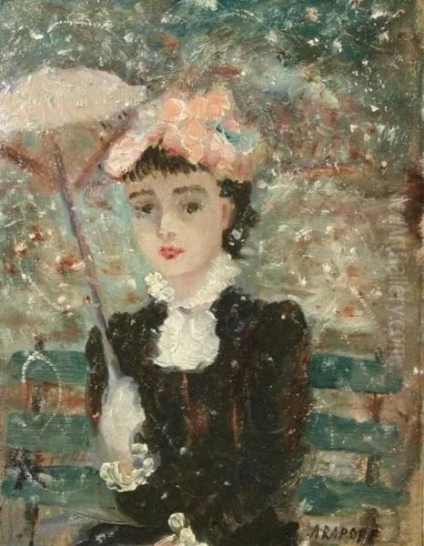 Lady With A Parasol Oil Painting by Alexis Pawlowitsch Arapoff