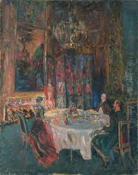 Le Diner Oil Painting by Alexis Pawlowitsch Arapoff