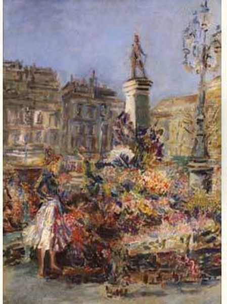 Paris Square Oil Painting by Alexis Pawlowitsch Arapoff