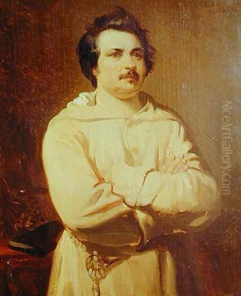 Honore de Balzac in his Monk's Habit, 1829 Oil Painting by Louis Boulanger