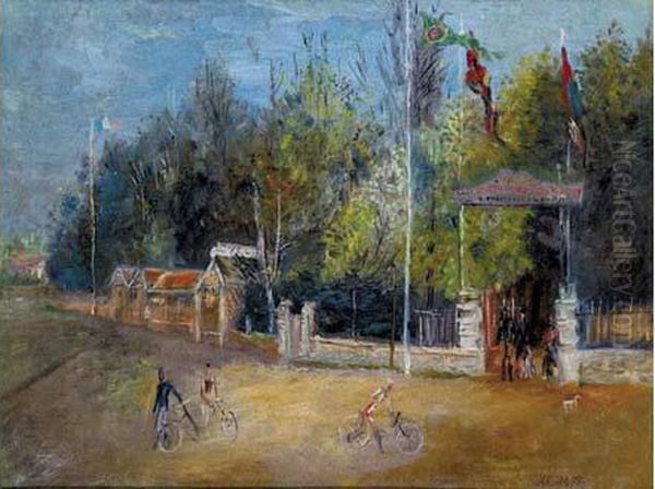 Bicycle Ride, C.1927-1928 Oil Painting by Alexis Pawlowitsch Arapoff