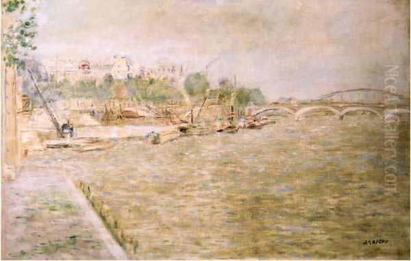 La Seine Oil Painting by Alexis Pawlowitsch Arapoff