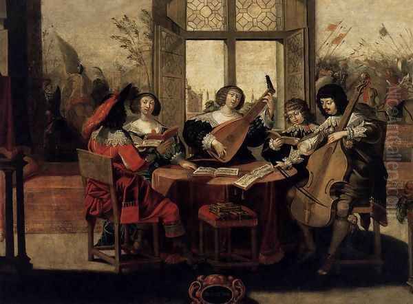 The Five Senses- Hearing c. 1635 Oil Painting by Abraham Bosse