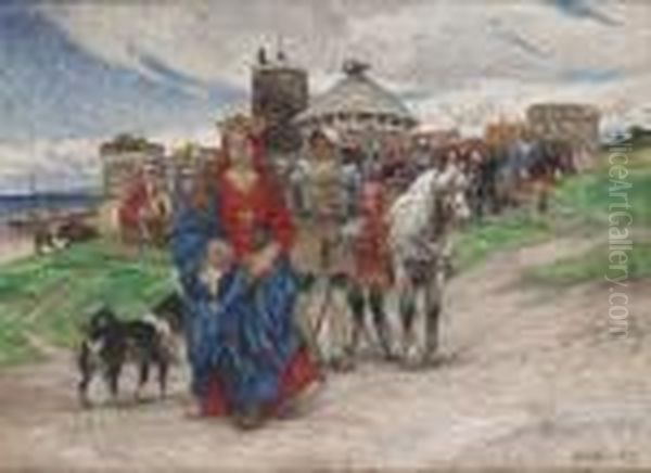 Historiskt Figurmotiv Oil Painting by Olof Arborelius