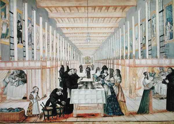 The Infirmary of the Sisters of Charity during a visit of Anne of Austria Oil Painting by Abraham Bosse