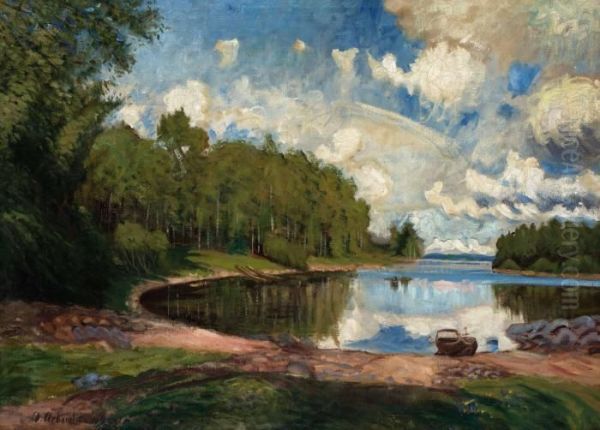 En Sjo Vid Engelsberg Oil Painting by Olof Arborelius