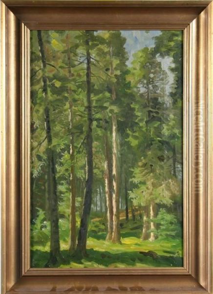 Skogsglanta Monogramsignerad Oil Painting by Olof Arborelius