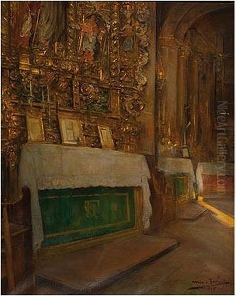 Interior De Iglesia Oil Painting by Fondevila Arcadi Mas I