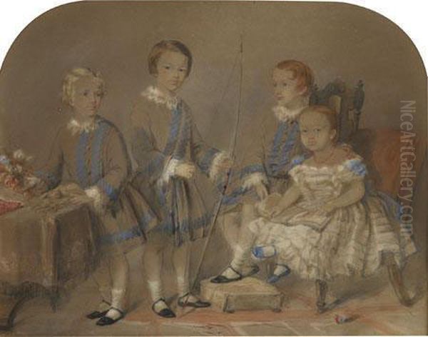 Family Group In The Nursery Oil Painting by James Archer