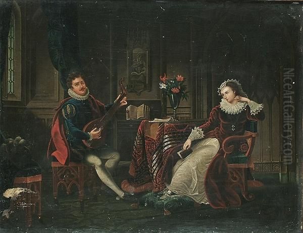 Mary Queen Of Scots, With Her Lover Rizzio Oil Painting by James Archer