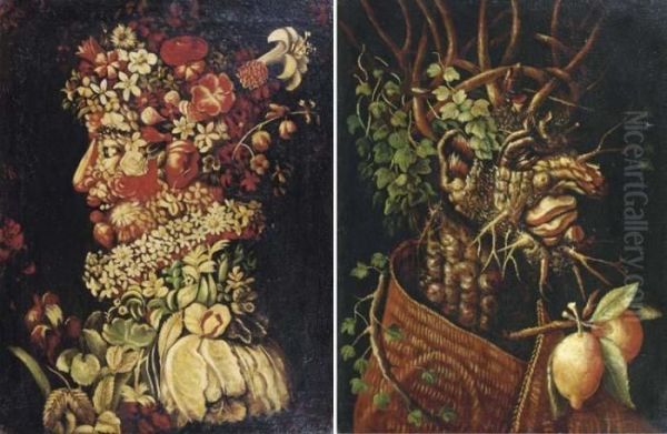 Summer; And Autumn Oil Painting by Giuseppe Arcimboldo