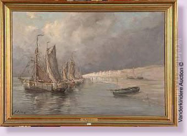 Bateaux De Peche En Bord De Mer Oil Painting by Henri Arden