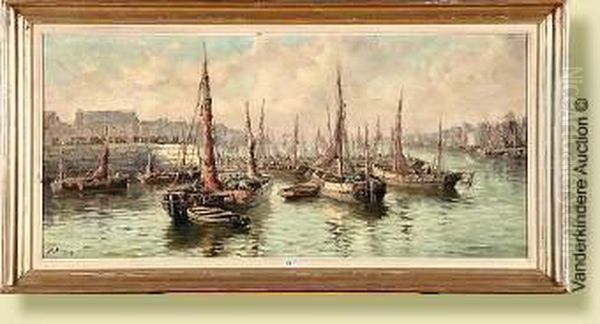 Port De Peche Anime Enbretagne Oil Painting by Henri Arden