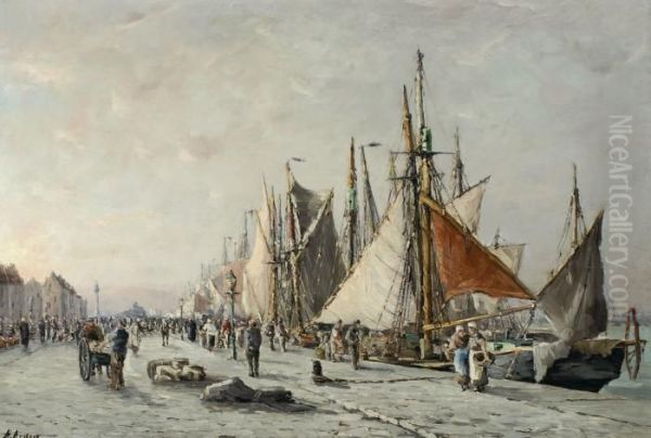 Visserskade Teoostende Oil Painting by Henri Arden