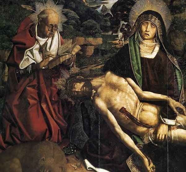 Pietà of Canon Luis Desplá (detail) 1490 Oil Painting by Bartolome Bermejo