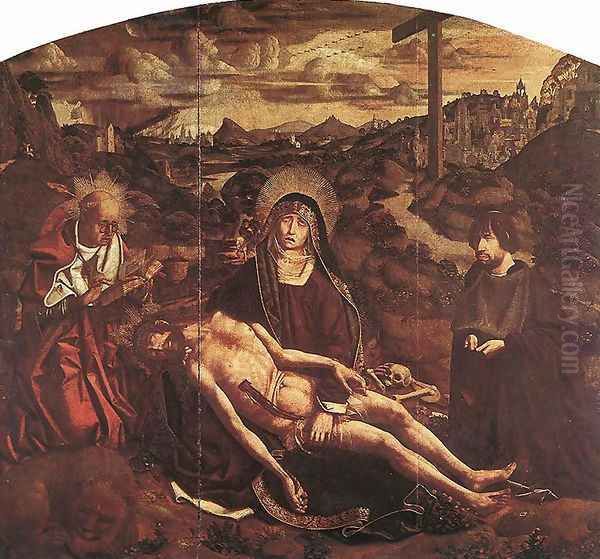 Pietà of Canon Luis Desplá 1490 Oil Painting by Bartolome Bermejo