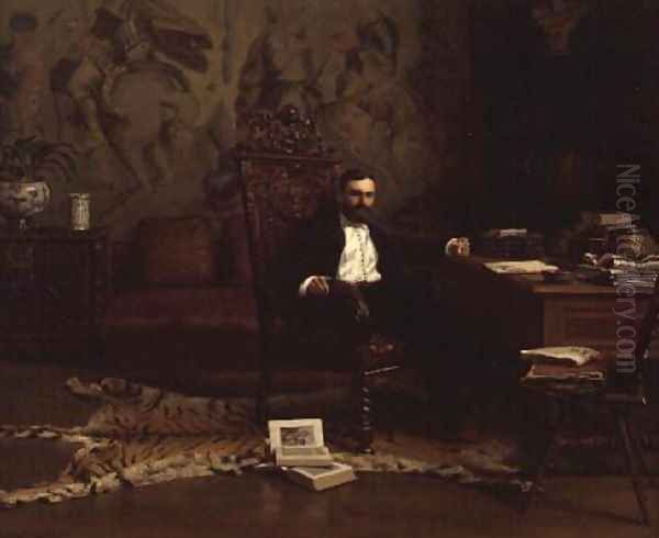 Louis Signorino seated in his study Oil Painting by Gustave Bourgain