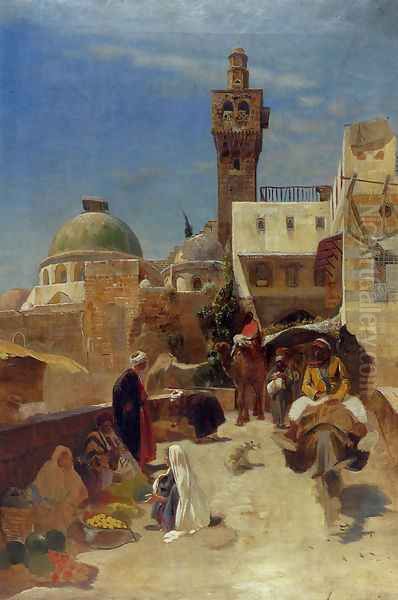 Orientalische Strassenszene Oil Painting by Gustave Bauernfeind