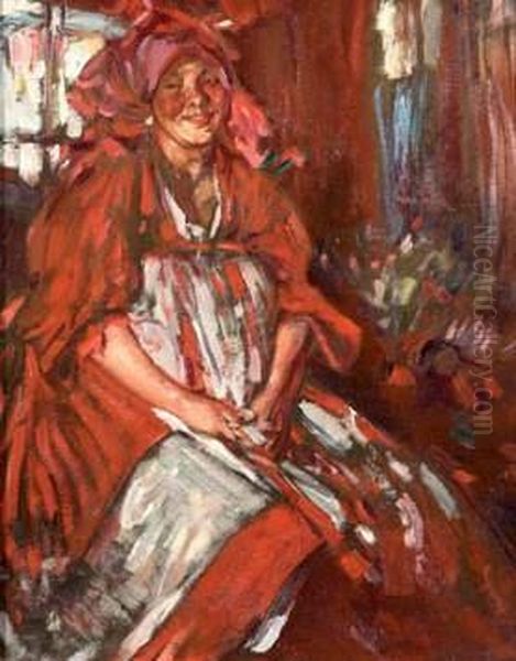 Paysanne Russe En Costume Oil Painting by Abram Efimovich Arkhipov