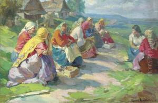 Village Women On Sunday Oil Painting by Abram Efimovich Arkhipov