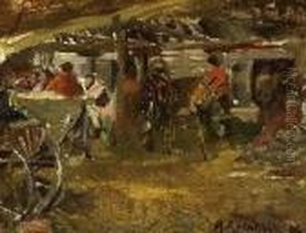 Abram Efimovich Arkhipov . Market Day Oil Painting by Abram Efimovich Arkhipov