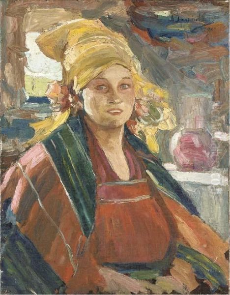 Portrait Of A Peasant Woman Oil Painting by Abram Efimovich Arkhipov